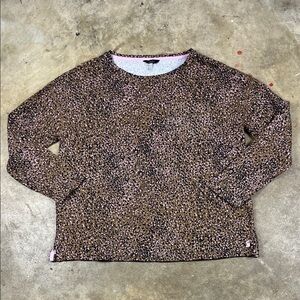 Joules Brown, pink and navy  Patterned 3/4 sleeve knit top
Size: 10